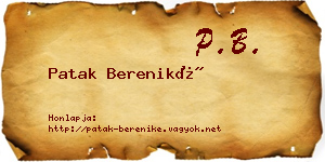 Patak Bereniké névjegykártya
